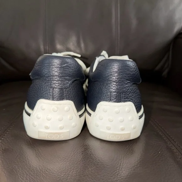 Tod's Blue Leather Sneakers with White Accents